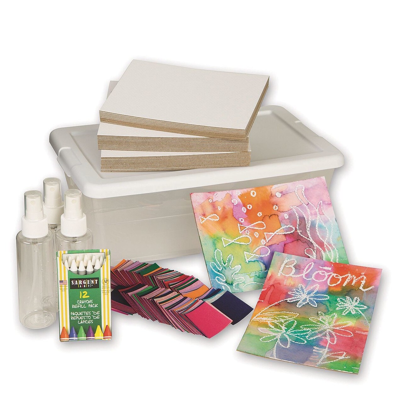 S&S Worldwide Exclusive Tissue Paper Painting Easy Pack, Innovative Painting Technique Looks Like Watercolor, 5" x 7" Watercolor Panels and Bleeding Tissue Paper, For Kids, Adults, Groups, Makes 36